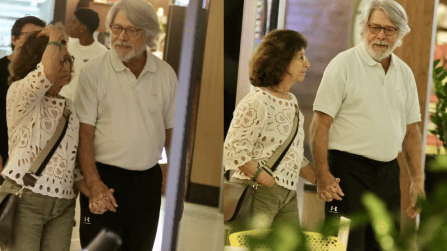 Sérgio Chapelin passeia em shopping ao lado da esposa, Regina Ghiaroni - Reprodução/EXTRA