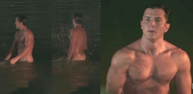 Romeu toma banho de rio à noite e nota presença de Mafalda - Reprodução/TV Globo - Reprodução/TV Globo