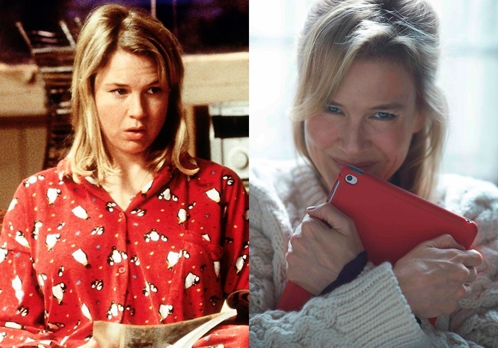 Cena dos filmes "O Diário de Bridget Jones" (2001) e "O Bebê de Bridget Jones" (2016) de Sharon Maguire - Montagem/Reprodução
