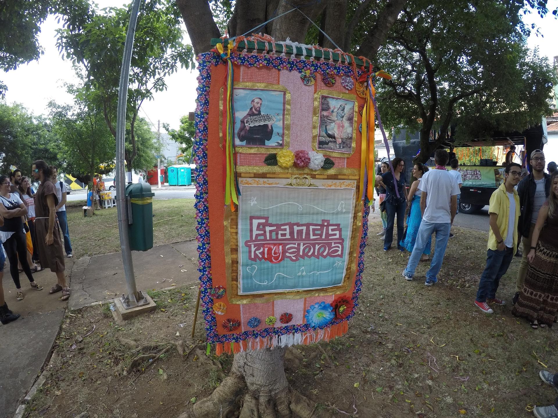 O estandarte do bloco FrancisKryshna, que desfilou em São Paulo - Felipe Branco Cruz/UOL