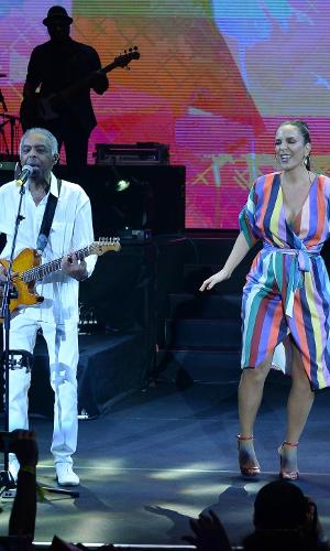 Ivete Sangalo e Gilberto Gil em inauguração de novo espaço no Allianz Parque, em São Paulo