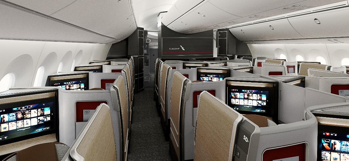 Nova cabine do Boeing 787-9 da American Airlines - Divulgação