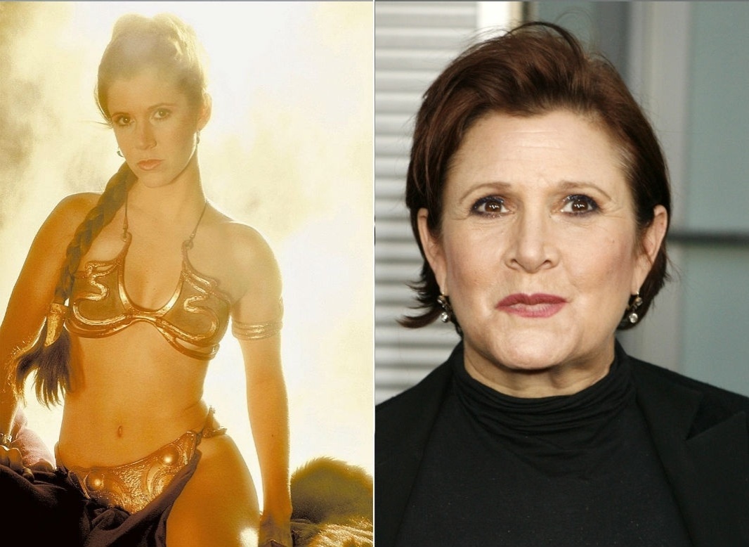 O antes e depois do ator Carrie Fisher, de "Star Wars" - Montagem/Reprodução