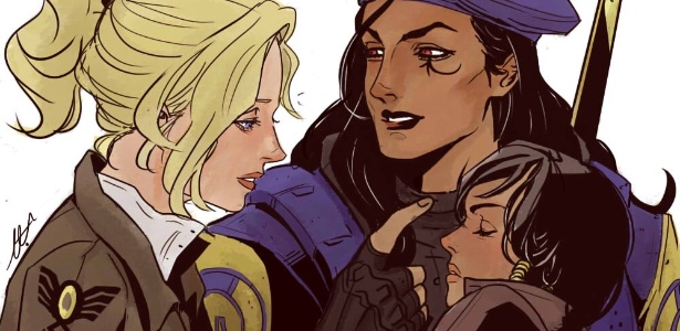 Na imaginação dos fãs de "Overwatch", as heroínas Pharah e Mercy são um casal! Mas o que será que Ana pensa disso?! - Reprodução/Tumblr Marceline2174