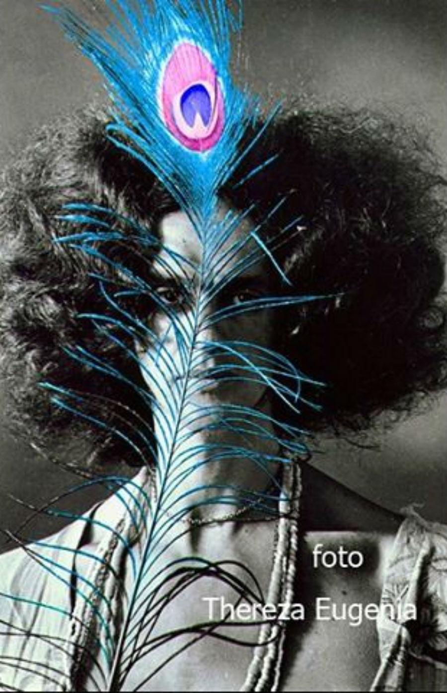 Uma das fotos mais famosas de Thereza Eugênia mostra Caetano Veloso segurando contra o rosto uma pluma de pavão - Thereza Eugênia/Divulgação