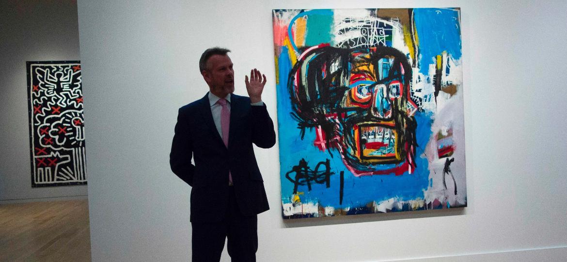 O quadro de Jean-Michel Basquiat foi leiloado em Nova York por 110,5 milhões de dólares - Don Emmert/AFP
