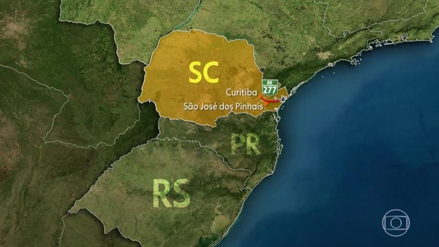 Globo erra silgas de estados da região Sul em mapa exibido no "Esporte Espetacular" - Reprodução/TV Globo