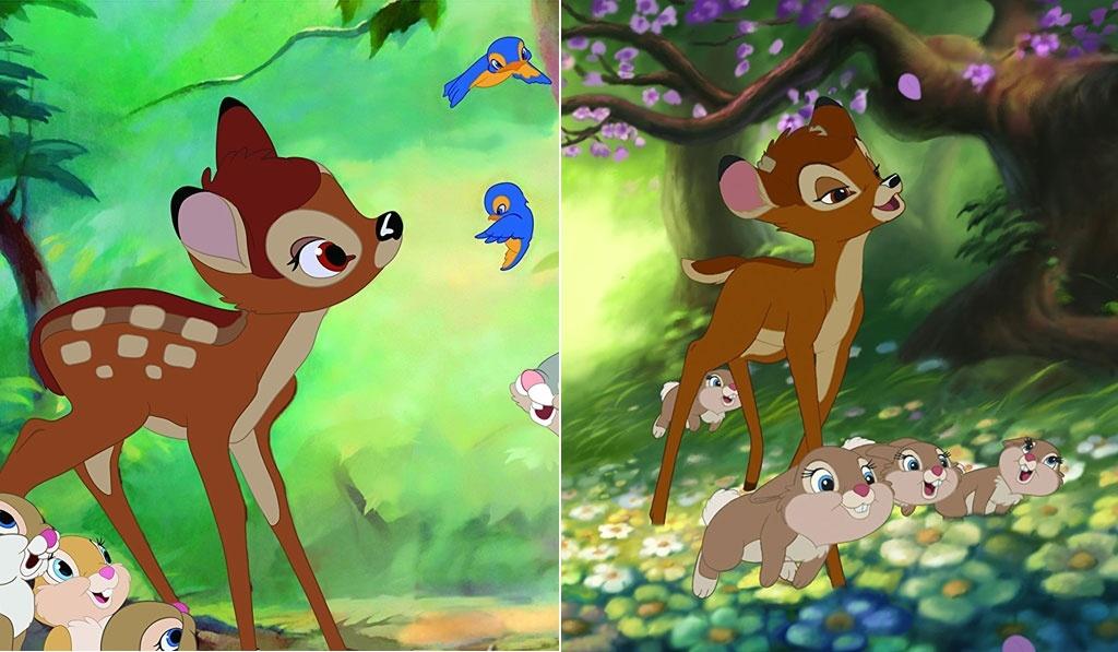Cenas de "Bambi" (1942) e "Bambi 2 - O Grande Príncipe da Floresta" (2006) - Divulgação