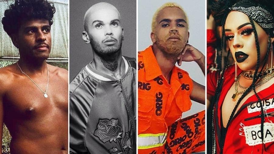 Rico Dalasam, Guigo, do Quebrada Queer, Hiran e Gloria Groove - Arte UOL com Instagram, Divulgação e Lari Zaidan/Divulgação