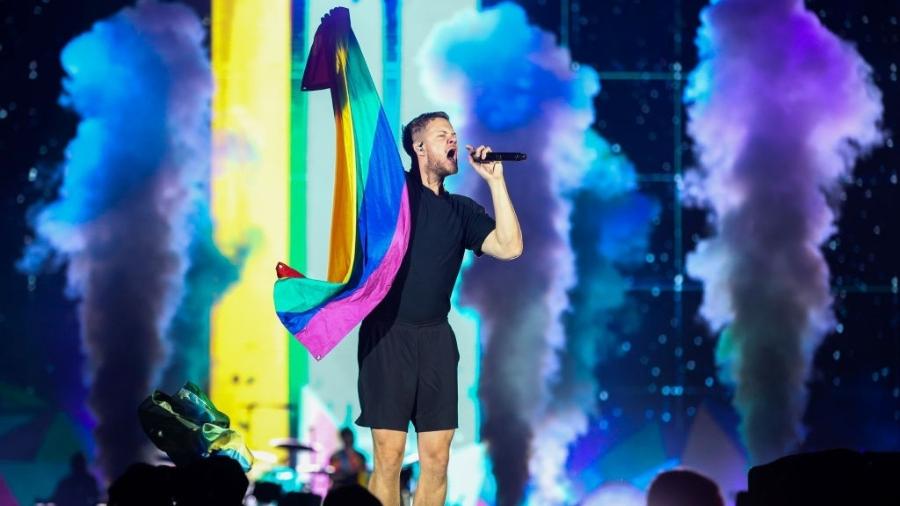 Dan Reynolds, vocalista do Imagine Dragons, no Palco Mundo do Rock in Rio - ALEXANDRE SCHNEIDER/GETTYIMAGES