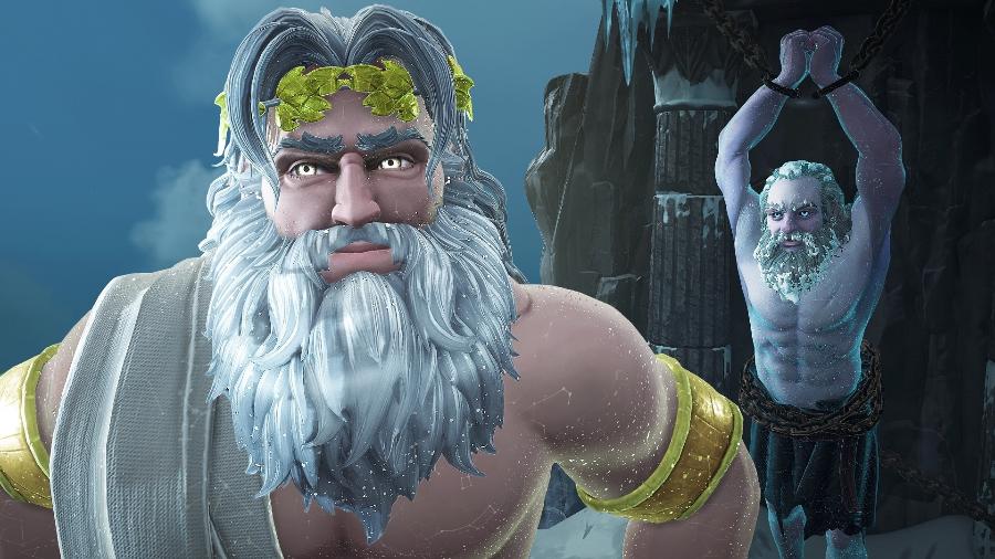 As interações entre Zeus e Prometeus são um dos pontos de humor do game - Divulgação/Ubisoft