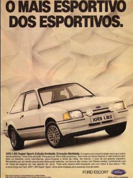 Comercial da época de lançamento; nome oficial é Super Sport, mas Ford planejava batizar XR3 como Benetton