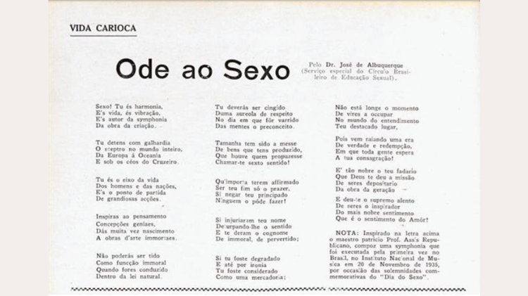 Ode ao Sexo, escrito por José de Albuquerque