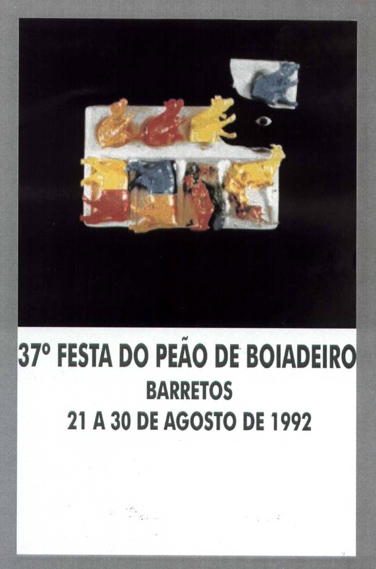 O artista goiano Siron Franco elaborou o cartaz da edição de 1992 da Festa de Barretos - Reprodução