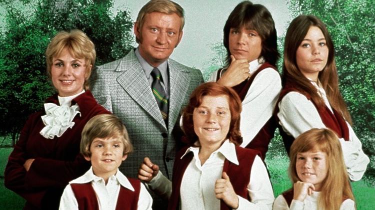 David Cassidy (no alto à direita) ao lado do elenco de "Família Dó-Ré-Mi" - Reprodução - Reprodução
