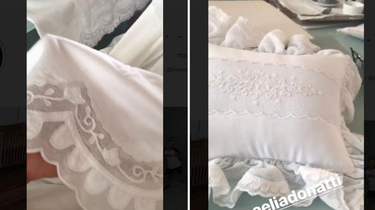 Ivete Sangalo mostra lençol e travesseiro bordados - Reprodução/Instagram - Reprodução/Instagram