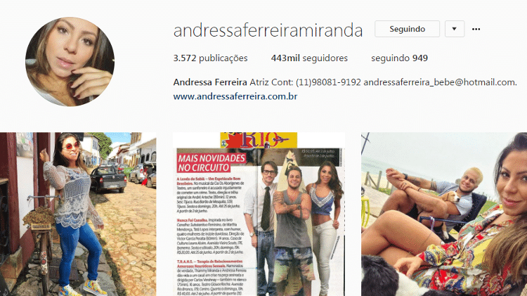Andressa passa a usar o sobrenome de Thammy Miranda no Instagram - Reprodução/Instagram - Reprodução/Instagram