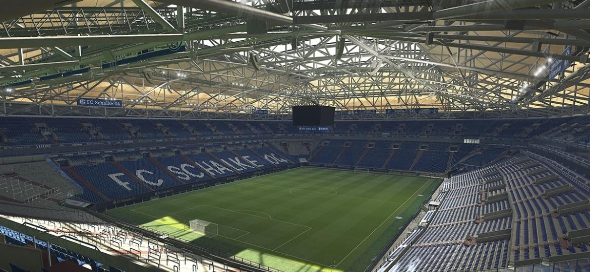 Estádio VELTINS-Arena, do Schalke 04, em PES 2019 - Divulgação/Konami