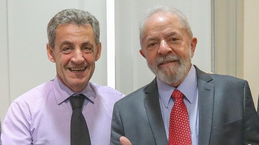 Os ex-presidentes da França, Nicolas Sarkozy, e do Brasil, Lula - Reprodução/Twitter