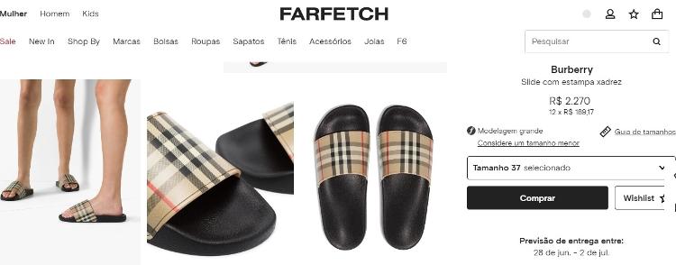 Sandália Burberry - Reprodução/Farfetch - Reprodução/Farfetch