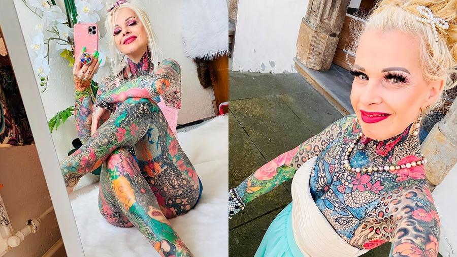 Kerstin Tristan exibe corpo tatuado nas redes sociais