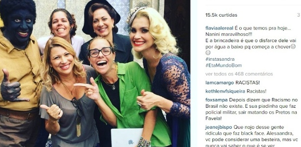 Nanini pintado de preto nos bastidores de "Êta Mundo Bom" - Reprodução/Instagram/flaviaalereal - Reprodução/Instagram/flaviaalereal