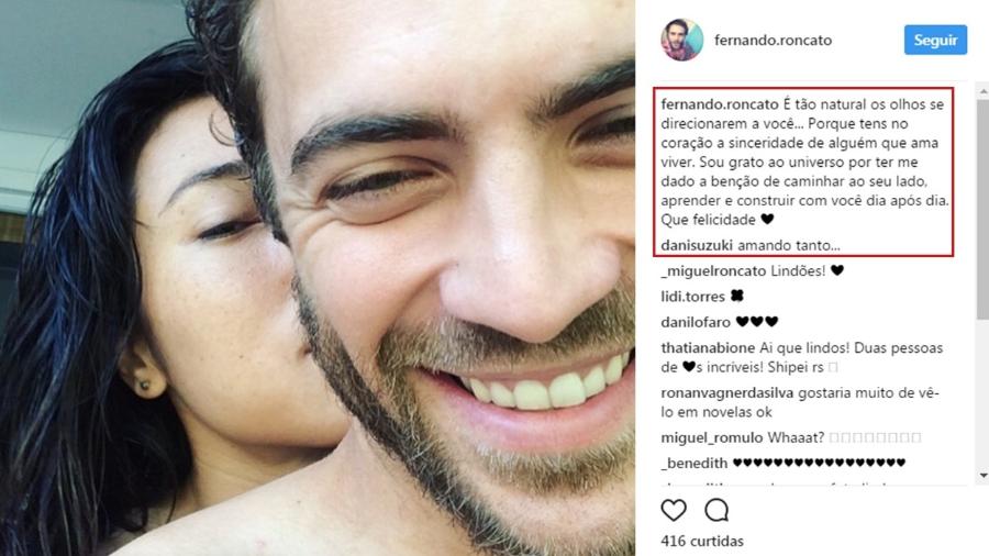 Fernando Roncato se declara para Daniele Suzuki no Dia dos Namorados - Reprodução/Instagram