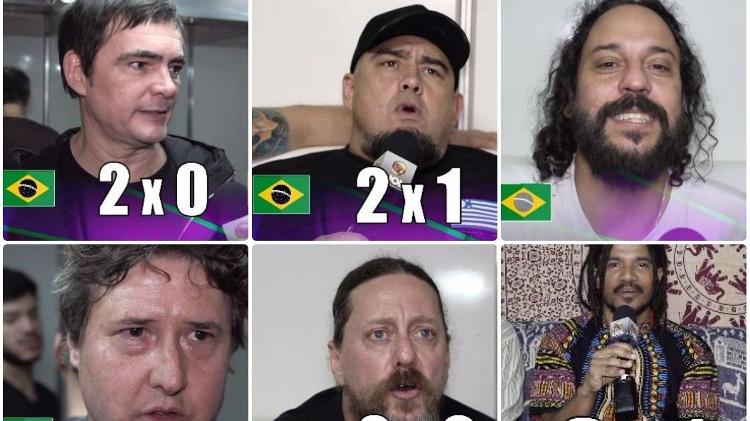 Sentido horário: Samuel Rosa (Skank), Digão (Raimundos), Gabriel o Pensador, Lelo (Skank), Canisso (Raimundos) e Alexandre (Natiruts) - Montagem UOL - Montagem UOL