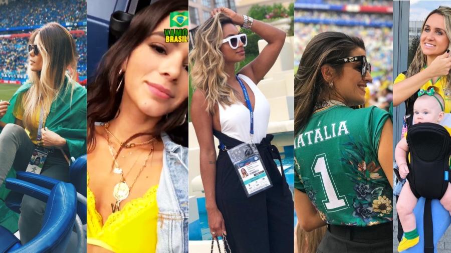A maioria das mulheres dos jogadores da seleção brasileira está acompanhando os jogos na Rússia e elas capricham no visual - Reprodução/Instagram/Montagem UOL
