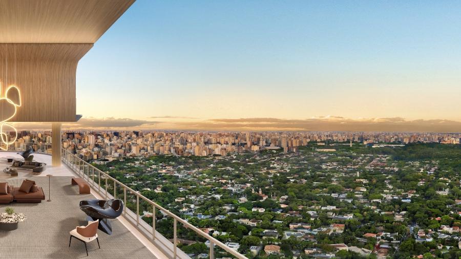 O terraço de uma das "casas suspensas" do Epic Jardim Europa by Pininfarina: novo "prédio da Ferrari" terá vista privilegiada para São Paulo do alto de 210 metros O terraço de uma das "casas suspensas" do Epic Jardim Europa by Pininfarina: novo "prédio da Ferrari" terá vista privilegiada para São Paulo do alto de 210 metros