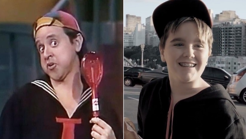 Lucas Cobucci interpreta Fred, versão brasileira de Quico, personagem de Carlos Villagrán em "Chaves", no curta-metragem "Moleque" - Montagem/Reprodução/Televisa/Filipe Tavares/Divulgação
