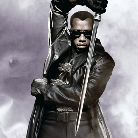 O ator Wesley Snipes em pôster de "Blade" - Reprodução - Reprodução
