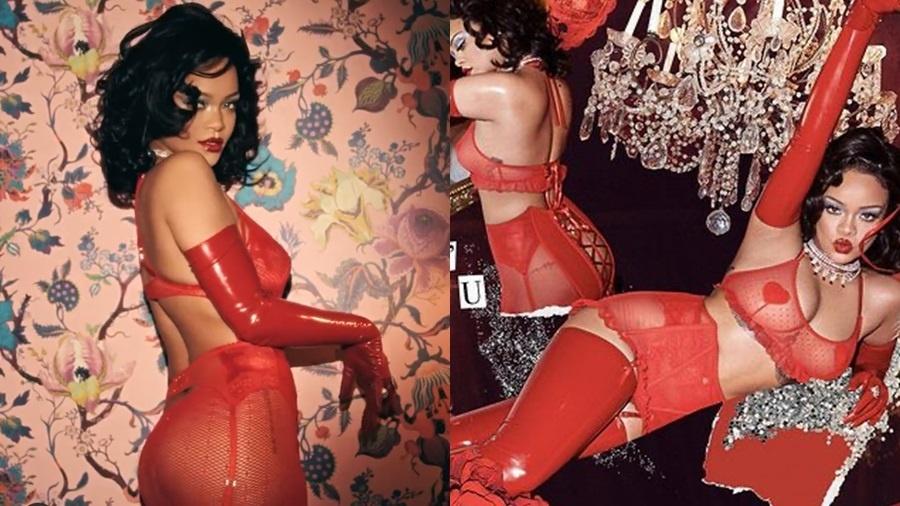 Rihanna compartilhou com os fãs uma série de fotos usando lingerie da "Savage x Fenty" - Reprodução/Instagram 