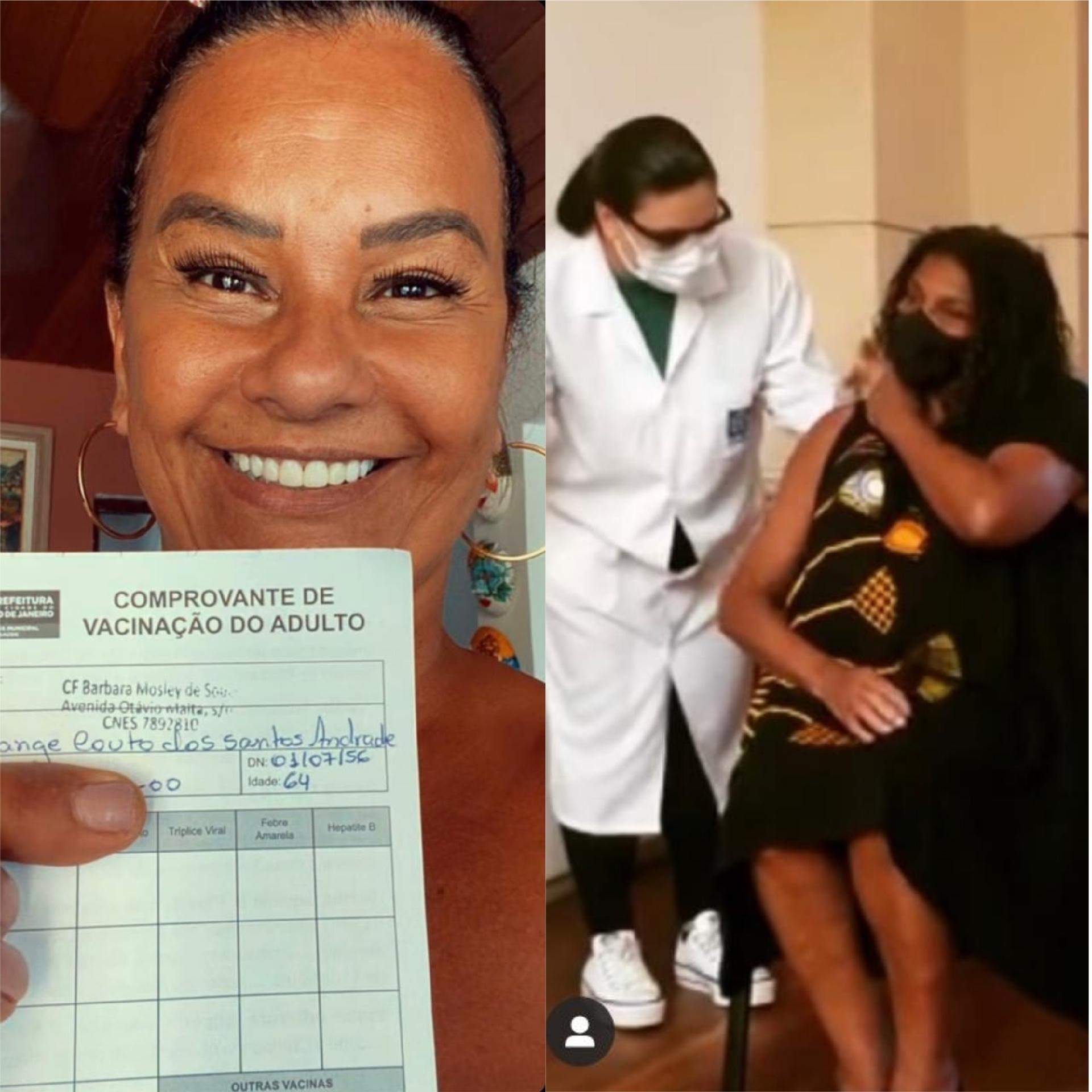 Zezé Mota e Solange Couto tomam primeira dose da vacina contra covid-19 - Reprodução / Instagram
