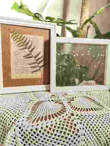 Quadro de flores e folhas secas de Thainara - Arquivo pessoal - Arquivo pessoal