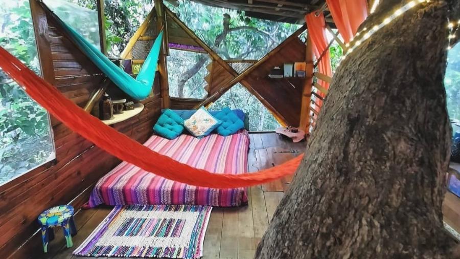 Casa na árvore em Goiás é uma das acomodações mais diferentes do Airbnb no Brasil - Divulgação