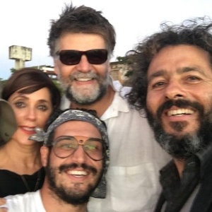 Leandro Pagliaro com os atores Christiane Torloni e Marcos Palmeira e com o diretor Luiz Fernando Carvalho nos bastidores de "Velho Chico" - Reprodução/Instagram/marcospalmeiraoficial - Reprodução/Instagram/marcospalmeiraoficial