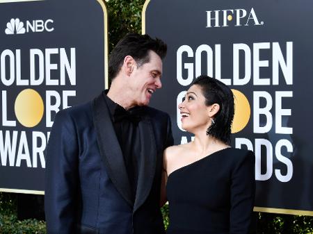 Jim Carrey e Ginger Gonzaga no Globo de Ouro - Frazer Harrison /Getty Images/ AFP