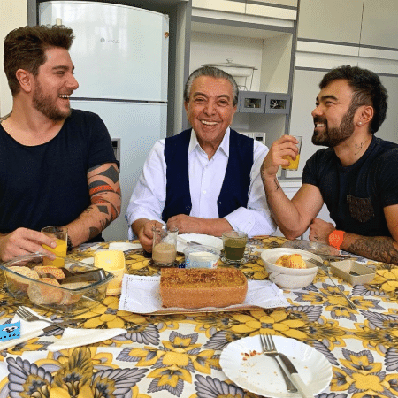 Maurício de Sousa entre o genro, Rafael Piccin, e o filho, Mauro - Reprodução/Instagram