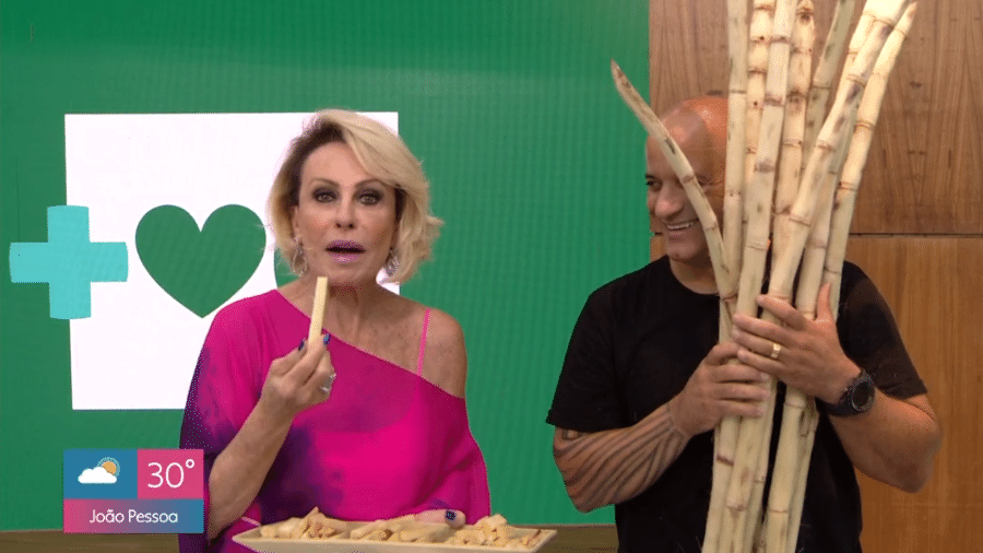 Ana Maria Braga ensina a chupar cana - Reprodução/TV Globo