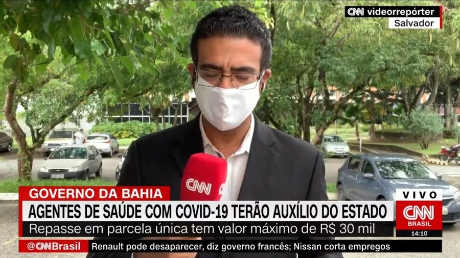 Jhonatã Gabriel noticiava lei que garante auxílio a profissionais da saúde que combate covid-19 na Bahia - CNN Brasil/Reprodução
