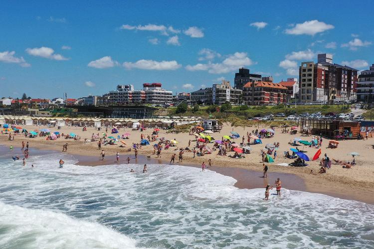 Vista aérea de praia de Mar del Plata, Argentina