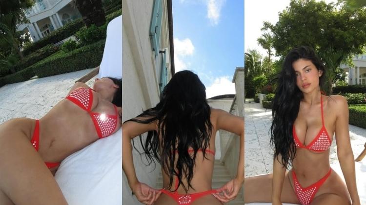 Kylie Jenner sensualiza com biquíni grifado