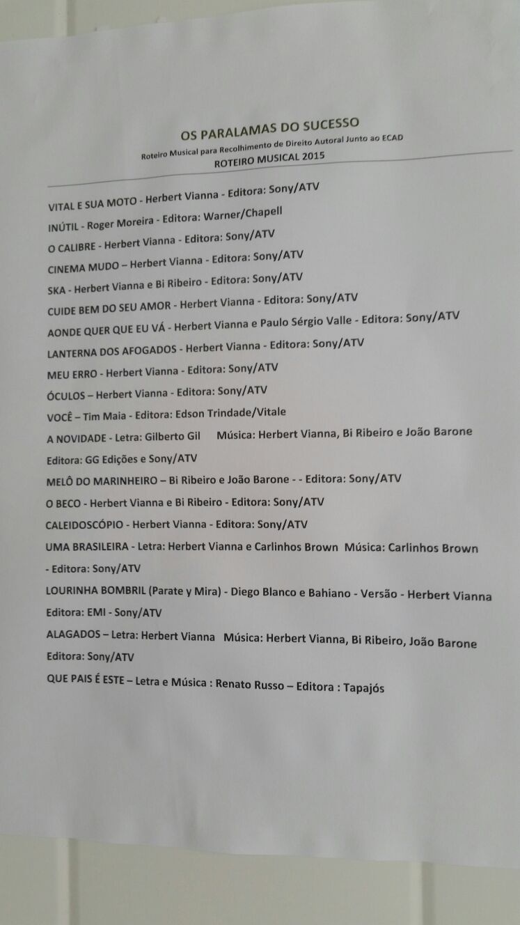 20.set.2015 - Setlist do show dos Paralamas do Sucesso no Palco Mundo do Rock in Rio 2015 - Alexandre Matias/UOL