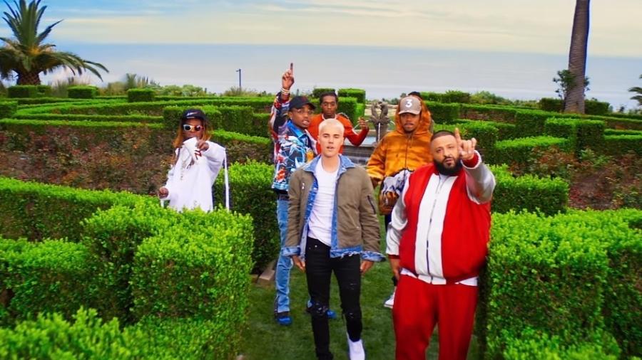 DJ Khaled, Justin Bieber, Quavo, Chance The Rapper e Lil Wayne no clipe de "I"m The One" - Reprodução