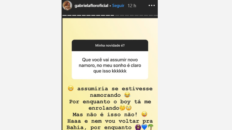  Gabriela Flor responde para seguidor sobre namorado  - Reprodução/Instagram - Reprodução/Instagram