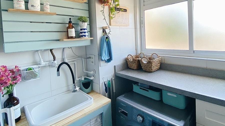 Pequenas mudanças na lavanderia em espaço compacto pode torná-la mais prática e funcional para o dia a dia - Reprodução/Instagram
