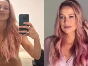 De lingerie nude, Luana Piovani surpreende com novo cabelo