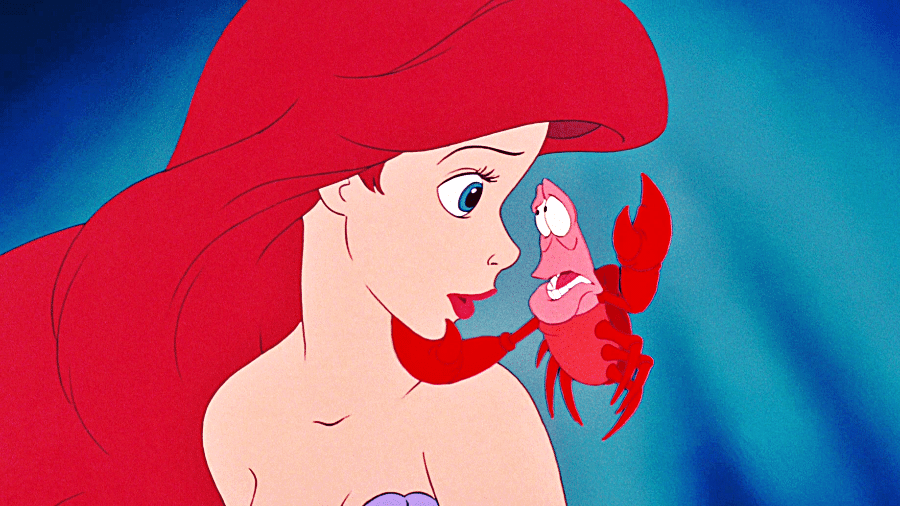 Ariel e Sebastião em A Pequena Sereia (1989) - Reprodução
