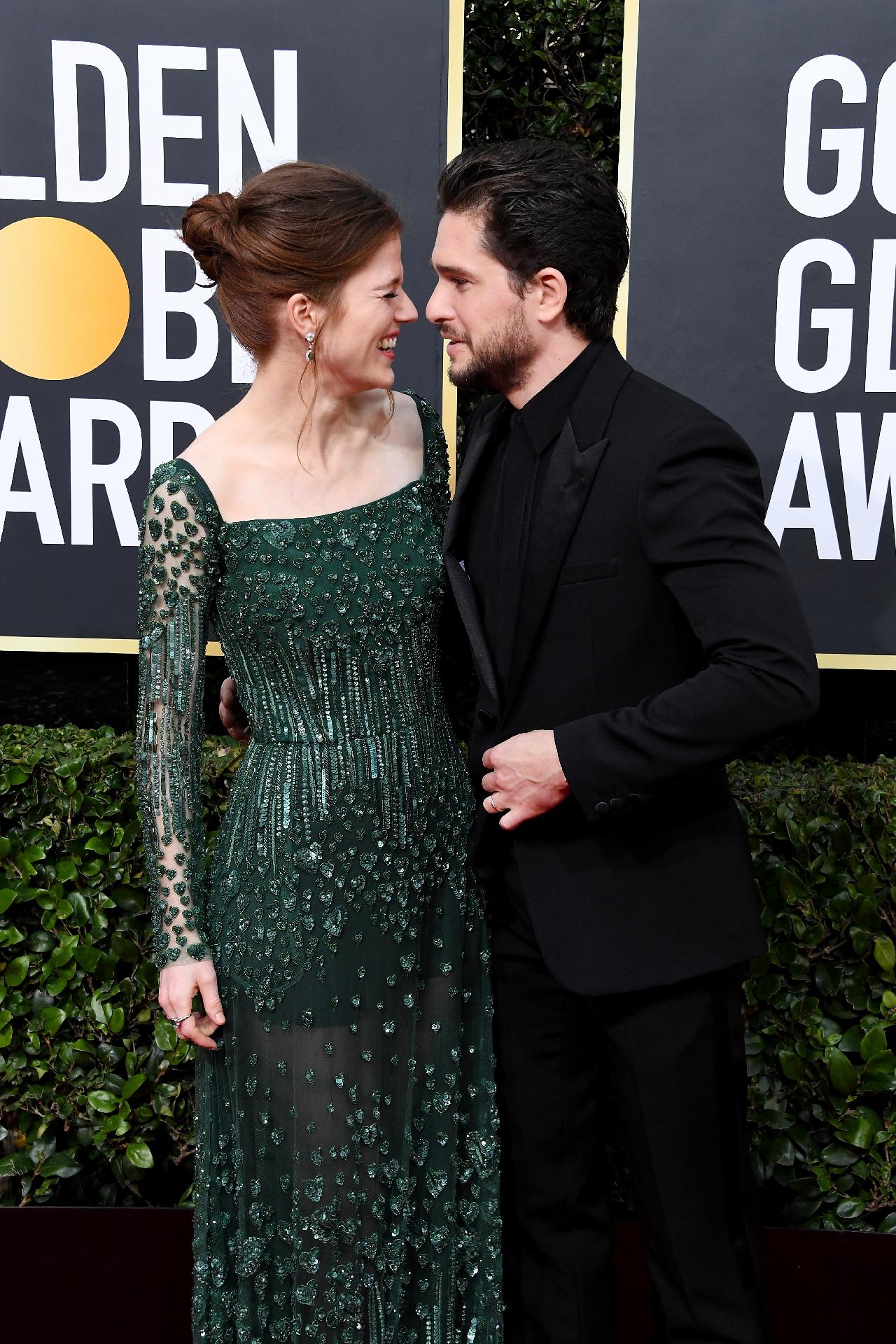 Os atores Rose Leslie e Kit Harington, da série Game of Thrones - Steve Granitz/WireImage